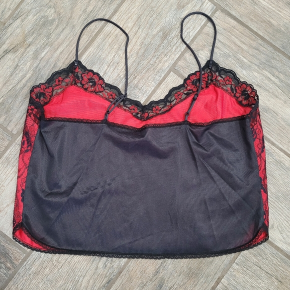 Vintage Fire Red and Black Lace Camisole/by Best Form Size 38/ Crop top - Picture 6 of 6